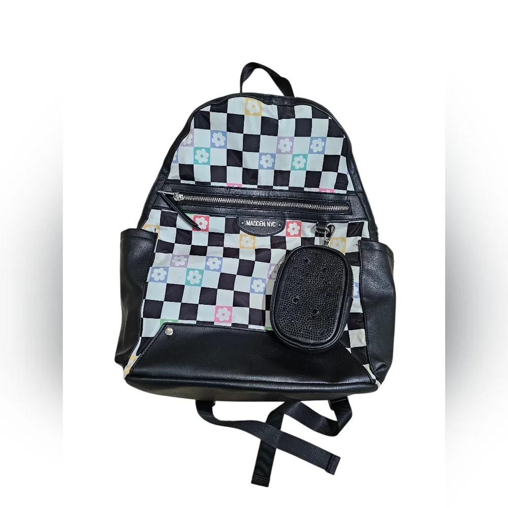 Madden NYC Checkered Flower Dome Backpack Black 17